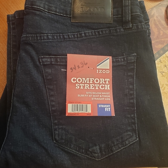 34/36 IZOD COMFORT STRETCH STRAIGHT FIT JEANS - Picture 2 of 6
